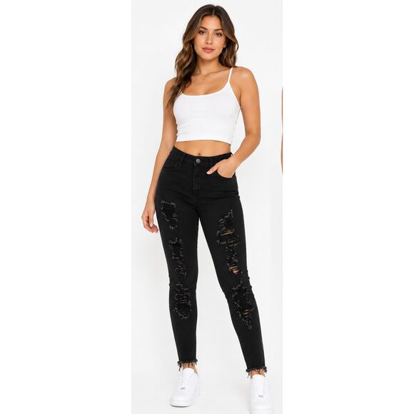 Hollister Denim - Hollister Black Distressed Ripped High Rise Super Skinny Jeans Women’s 5R